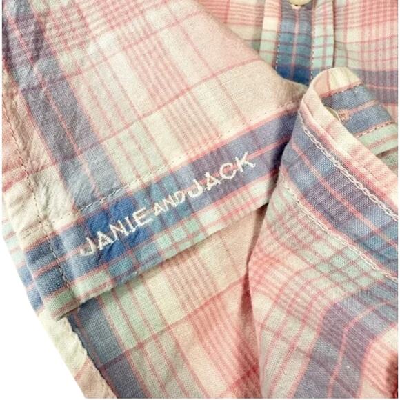 Janie and Jack Bubblegum Madras Plaid Button Down Shirt Size 4 - Picture 8 of 11